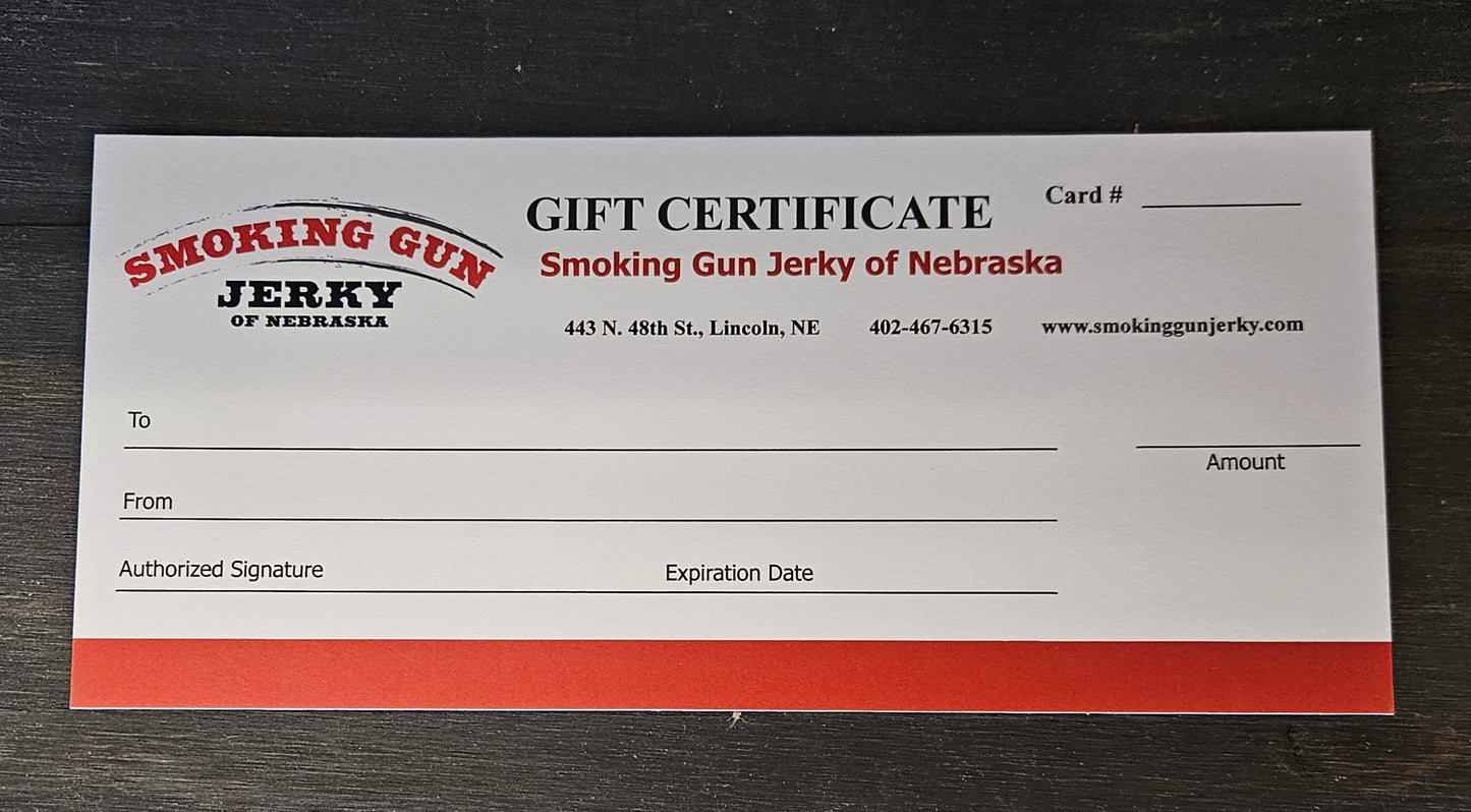 Smoking Gun Jerky of Nebraska Gift Card